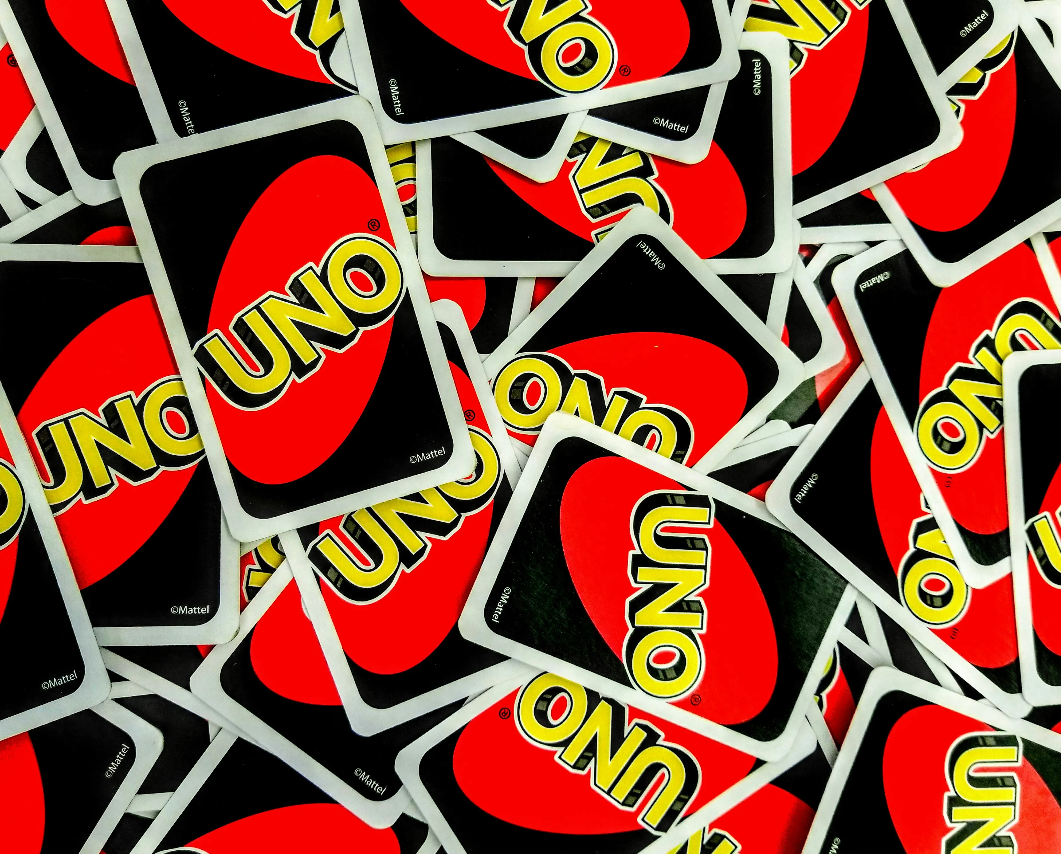 UNO cards scattered across a table